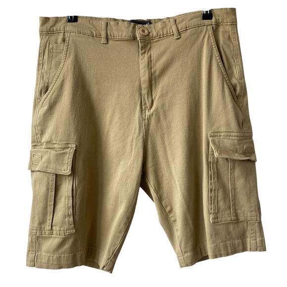 Wicked Stitch Cargo Shorts Men Size 36 Tan Utility Pockets Flat Front Coastal - Picture 1 of 10